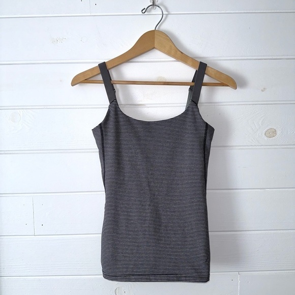 Lululemon Barre None Built In Bra Tank in Mini Pop Stripe Heathered Slate Black - Picture 6 of 12